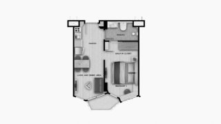 Condominium floor plan, 1 bedroom in building Building B Aura Condominium in Phuket, Thailand, Aura Condominium No. 11013