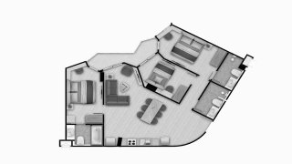 Condominium floor plan, 3 bedrooms in building Building A Aura Condominium in Phuket, Thailand, Aura Condominium No. 11012