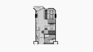 Condominium floor plan, 1 room in building Building B Aura Condominium in Phuket, Thailand, Aura Condominium No. 11008